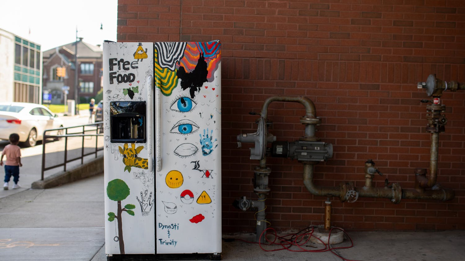 Buffalo community fridge on Main Street, near University Heights.