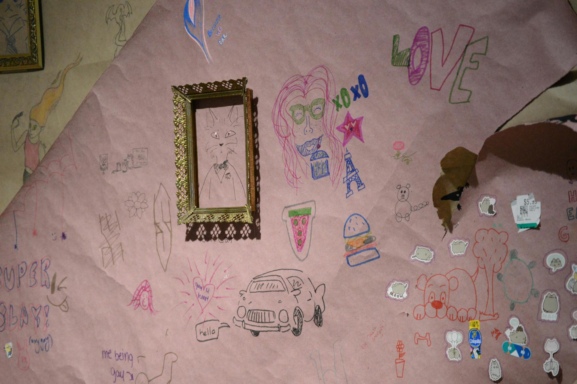 Drawings at the Queer House exhibit.