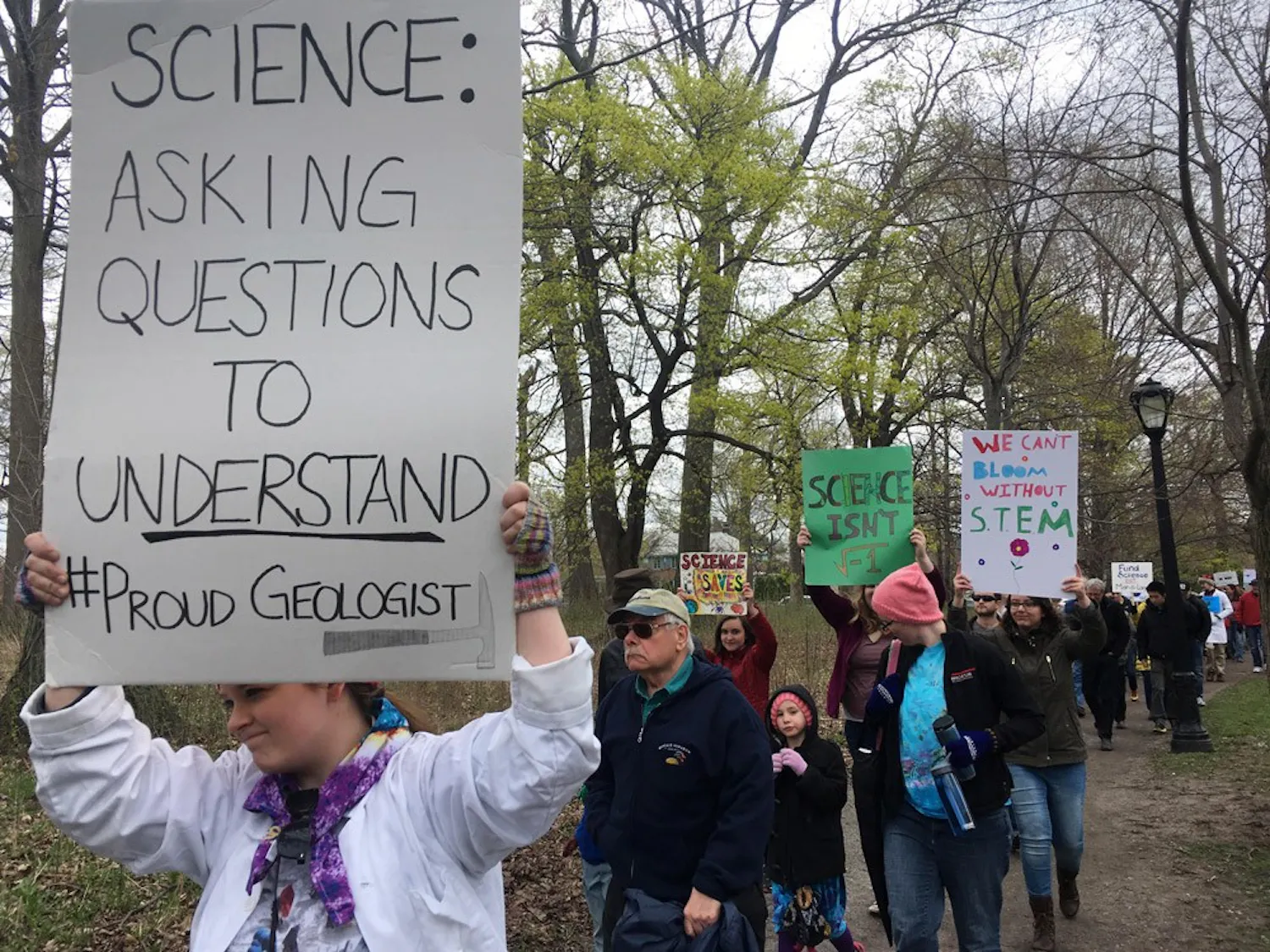 Buffalo demonstrators rallied in support of science in Delaware Park on Sunday.