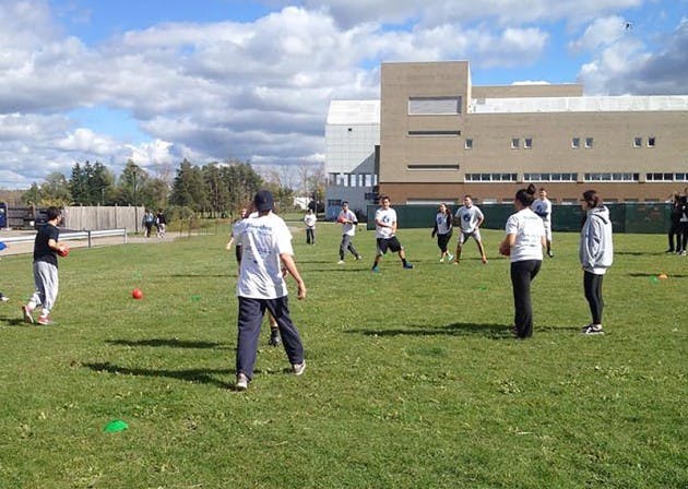 Alpha Epsilon Pi (AEP) and Delta Phi Epsilon (DPE) hosted hosted its first annual dodgeball tournament&nbsp;to raise money for the Blue4Ben campaign. The money is donated to Roswell Park, Make a Wish and other&nbsp;children&rsquo;s charities that support causes similar to Glioblastoma.&nbsp;Courtesy of Jordy Fish