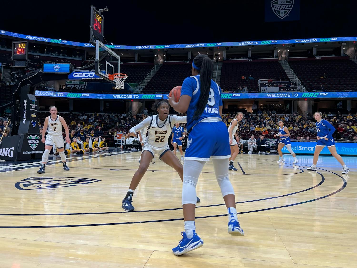 Women’s basketball fell just short to No. 1 seed Toledo in the first round of the MAC Tournament Wednesday.&nbsp;