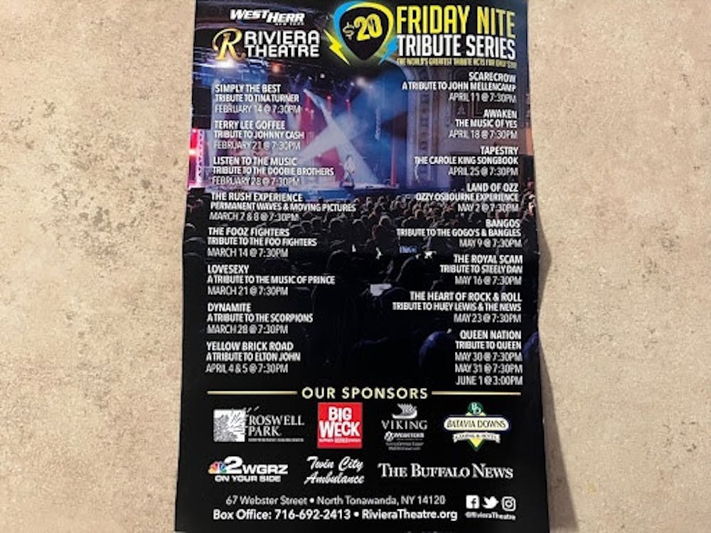 Photo of a flyer advertising the tribute series at the Riviera Theater in Buffalo.