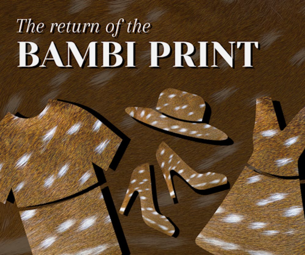 A graphic of "bambi" print clothing 