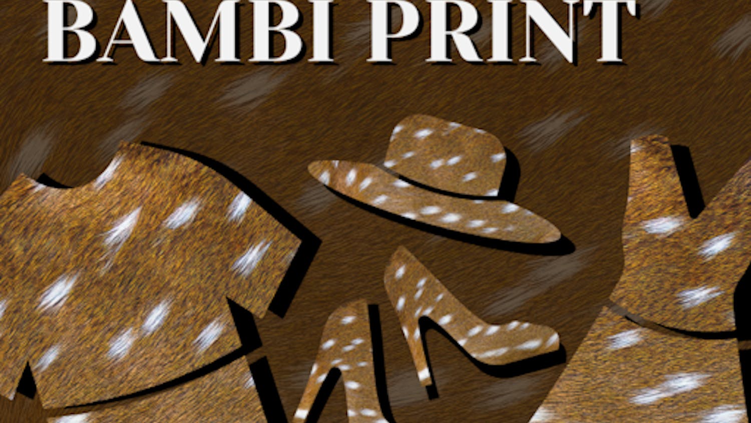 A graphic of "bambi" print clothing