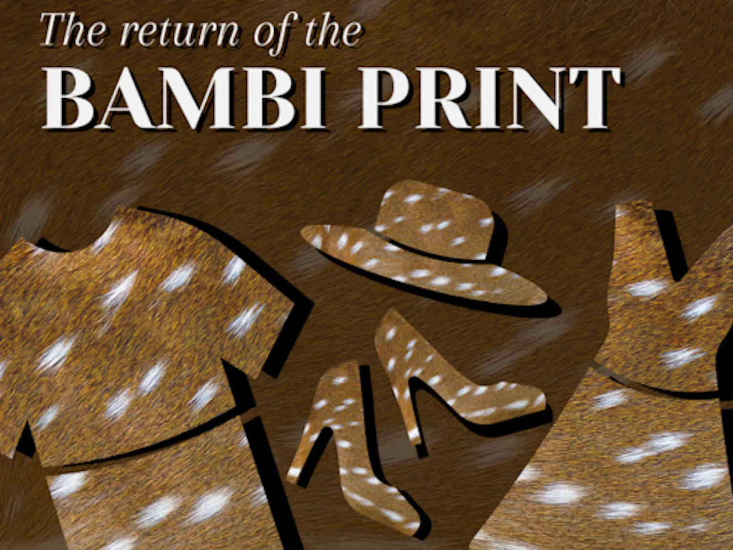 A graphic of "bambi" print clothing