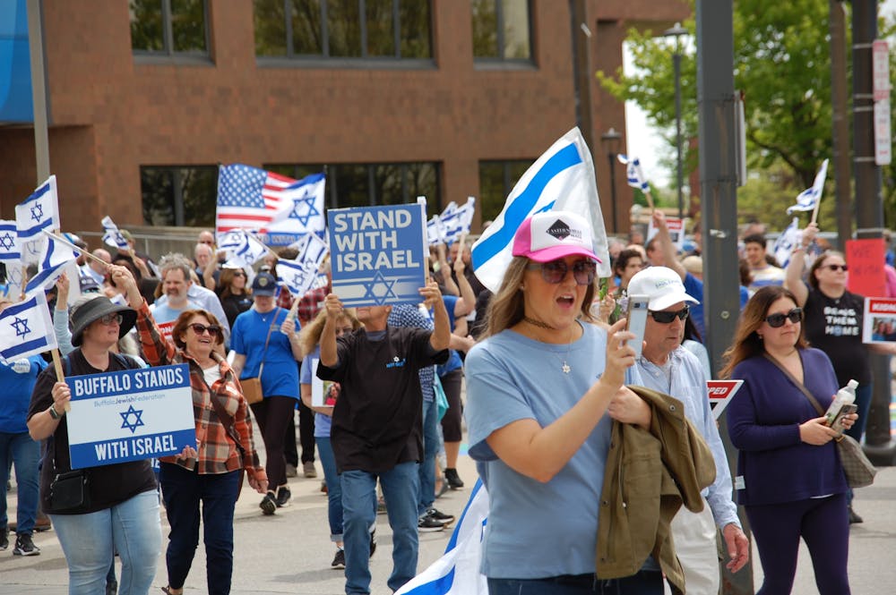 <p>The May 6 pro-Israel rally drew about 75 demonstrators — a mix of students, faculty and non-university-affiliated community members — and took place on Holocaust Remembrance Day.</p>