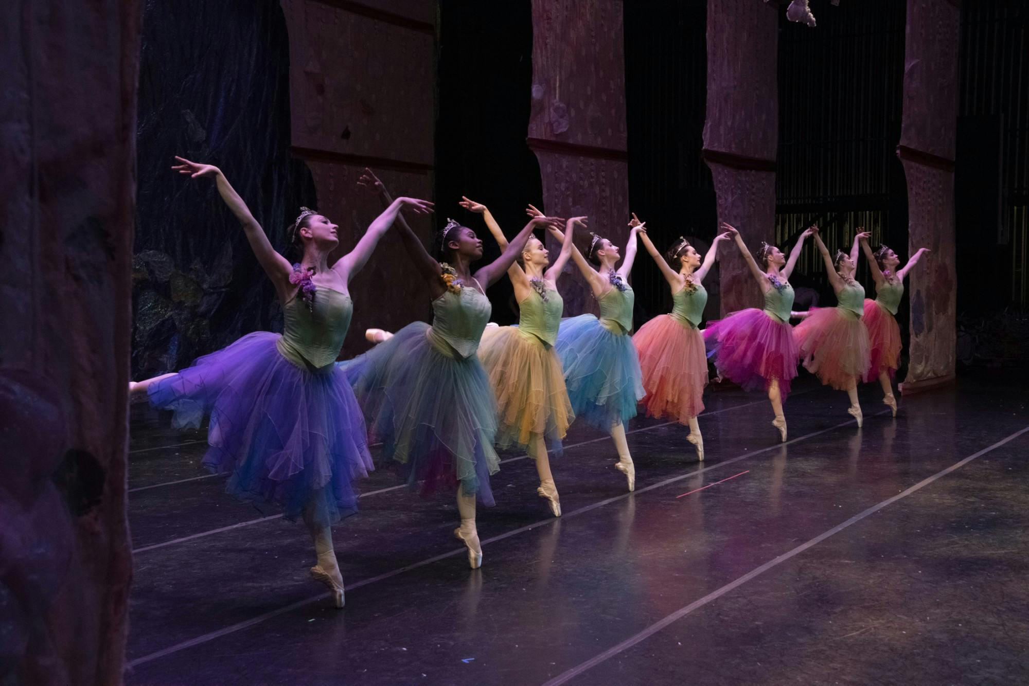 Ballet dancers performing as the Flowers.