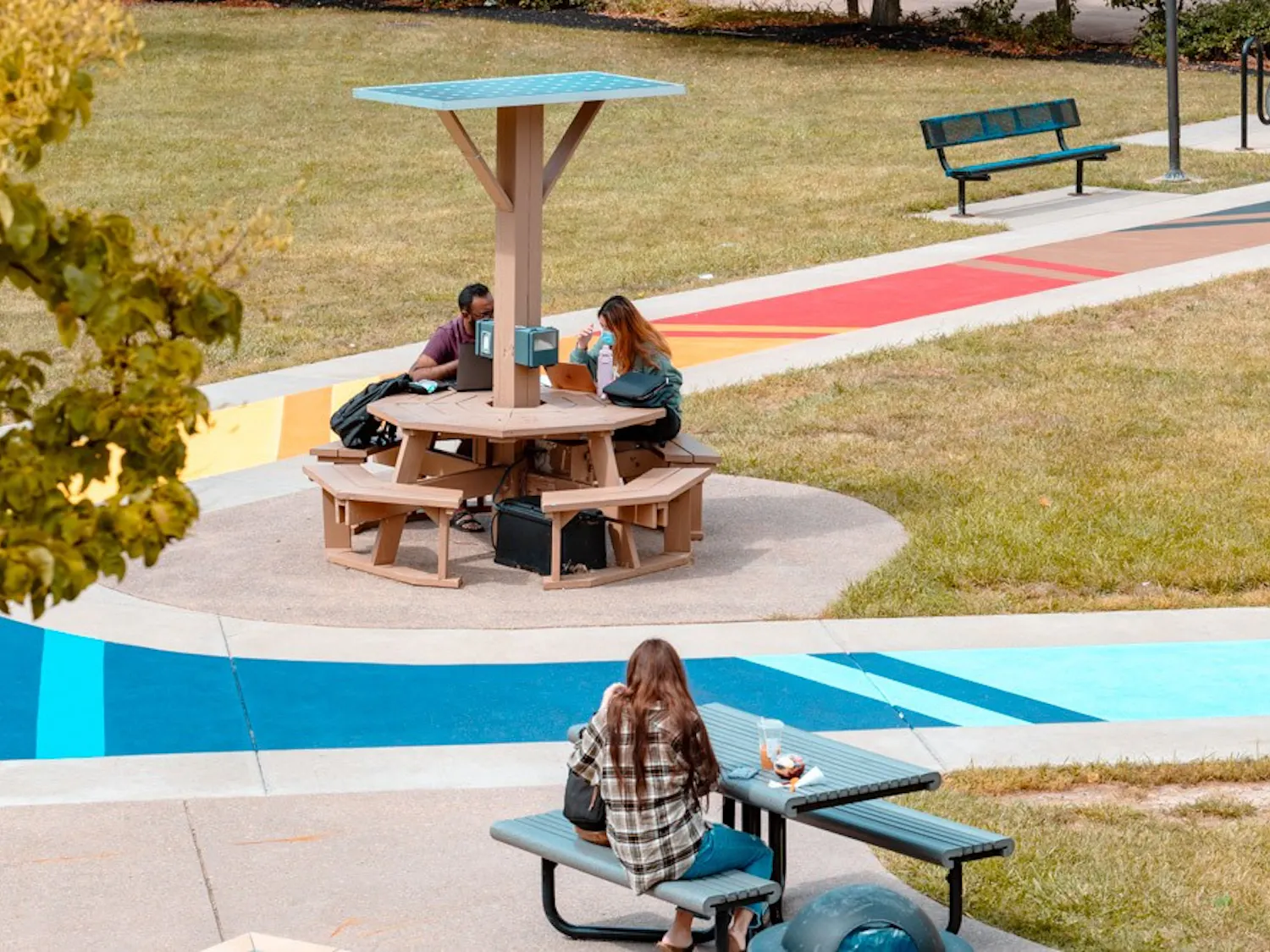 “Progress Pride Paths,” a rainbow-colored sidewalk in Knox Quad and last year’s Contemplative Sites project, celebrates the LGBTQ community. 