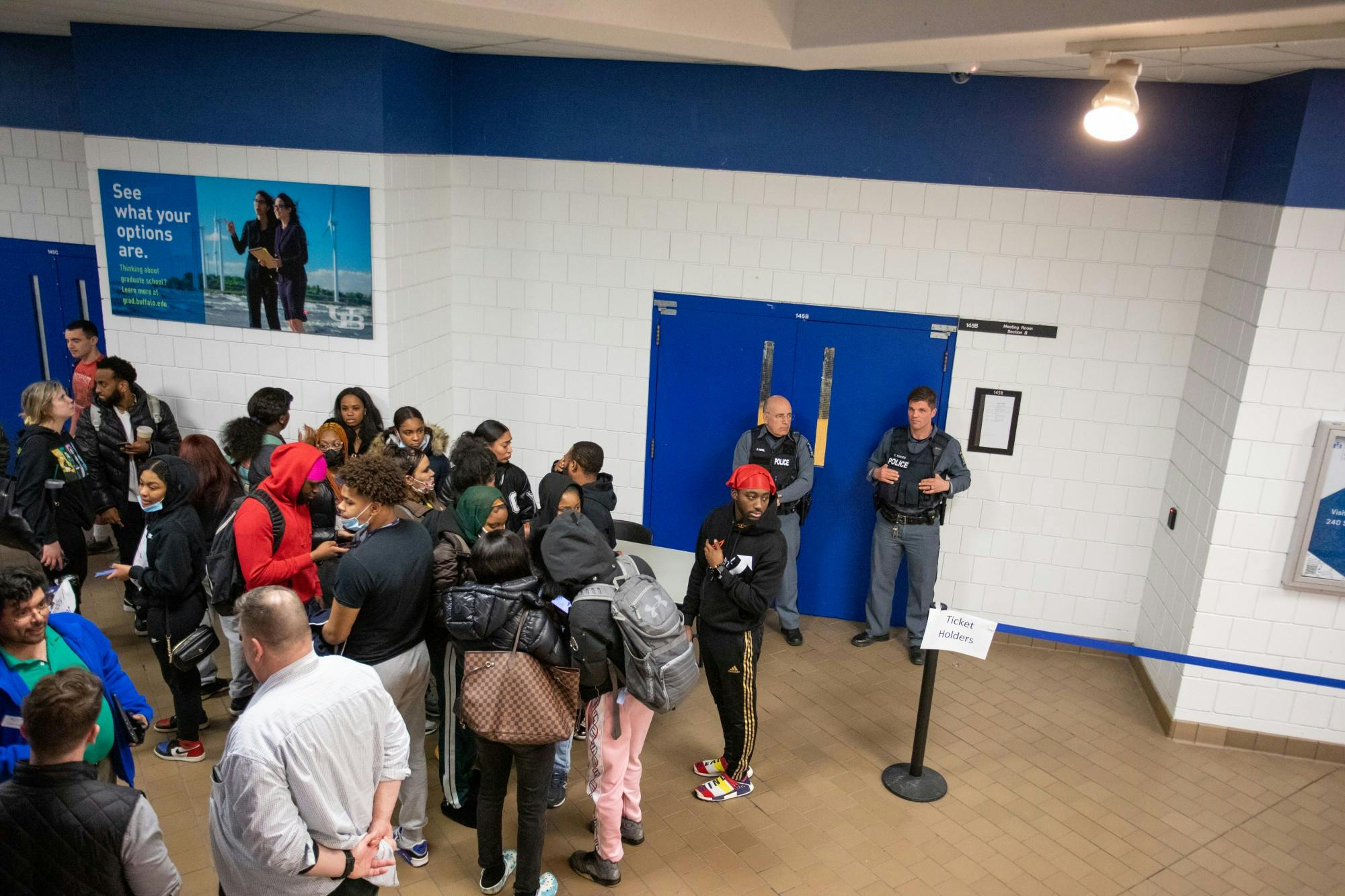 Security outside of last year’s Allen West speech hosted by UB’s chapter of Young Americans for Freedom.