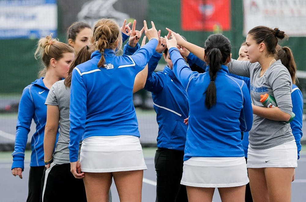 The women's tennis team needs to win one game and need one win to make it to the Mid-American Conference Tournament. 