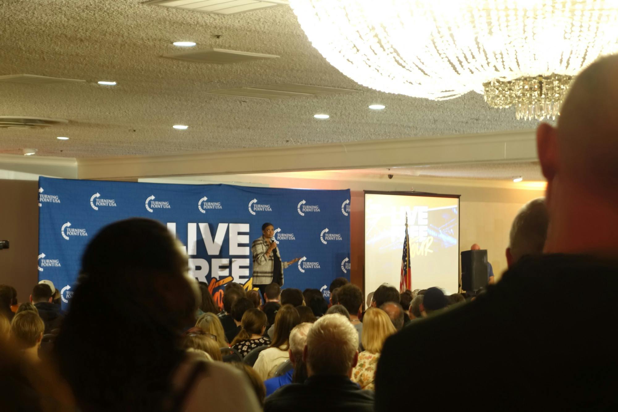 Candace Owens spoke against feminism, climate science, abortion and LGBTQ+ people at an off-campus event hosted by UB's chapter of Turning Point USA.&nbsp;