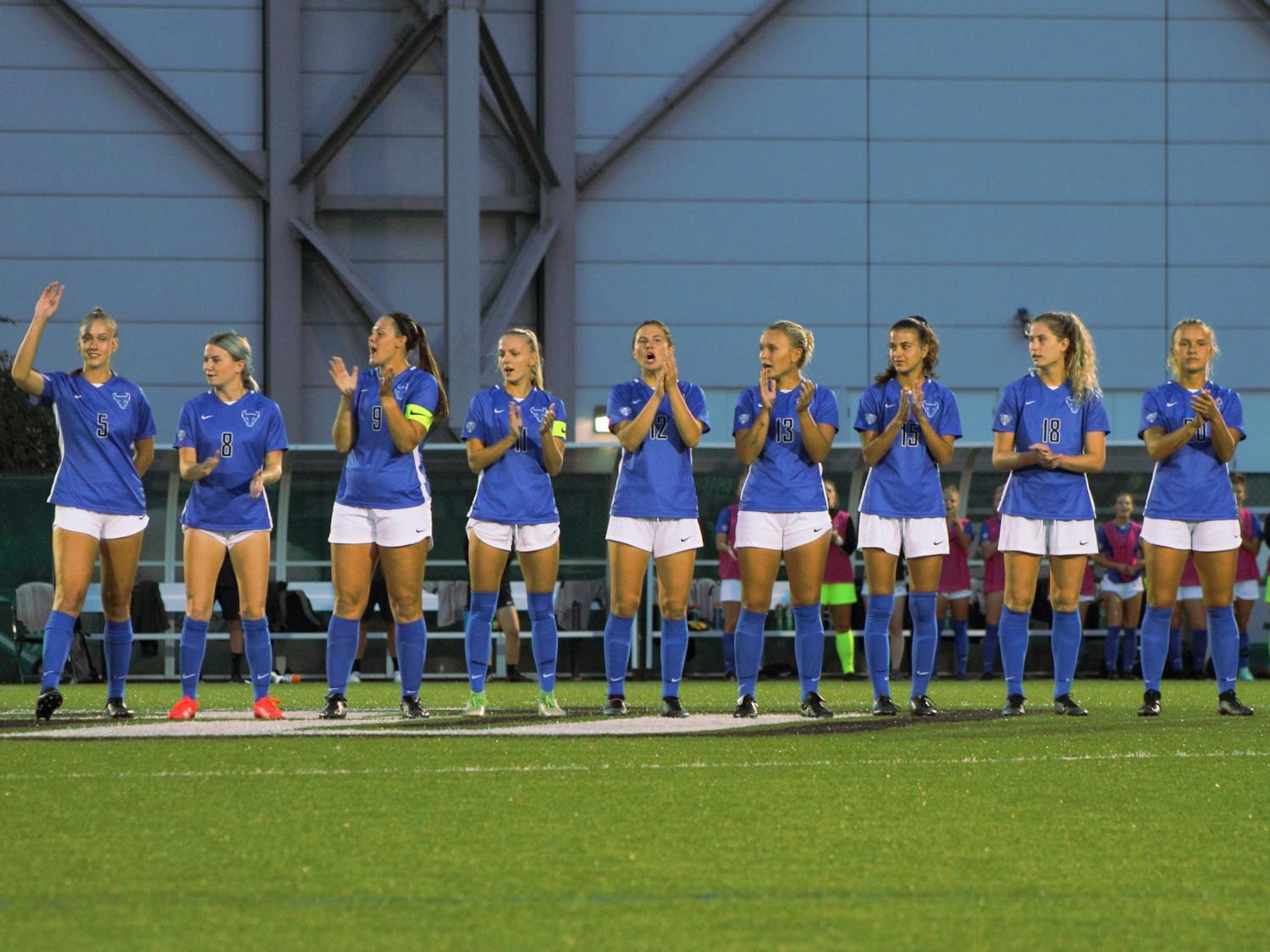 The UB women’s soccer team (3-1-0) traveled to the Bearcats Sports Complex Sunday night where they beat the Binghamton Bearcats 1-0.
