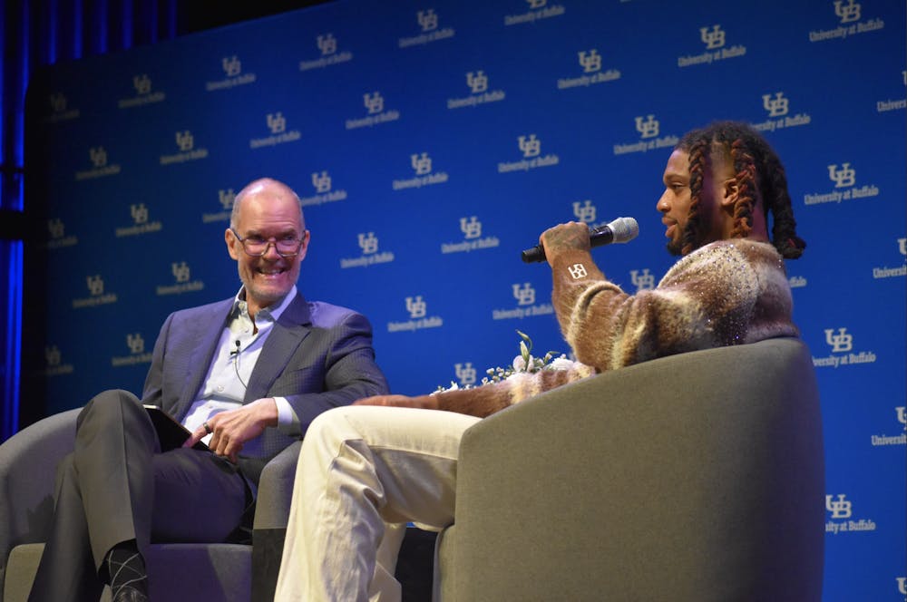 Damar Hamlin Hamlin was the last Distinguished Speaker in the '24-25 academic year, and spoke on the Center for the Arts’ main stage Thursday night.