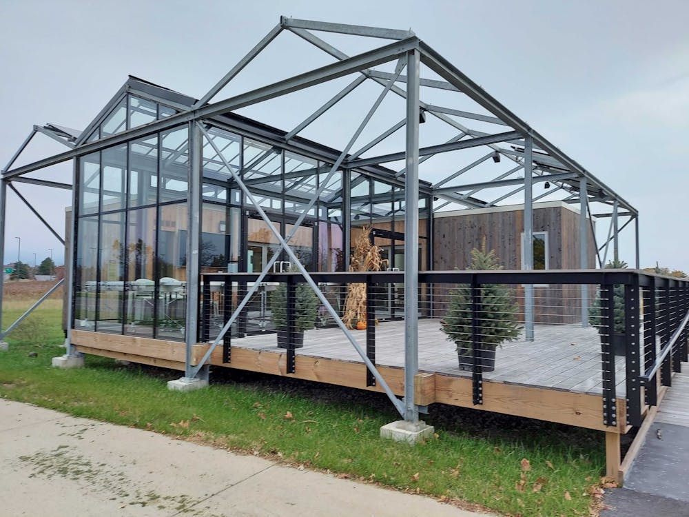 <p>The GRoW Home, pictured above, is a 1,100-sq.-ft. solar structure located next to the Solar Strand at the Flint Road entrance of North Campus. &nbsp;</p>