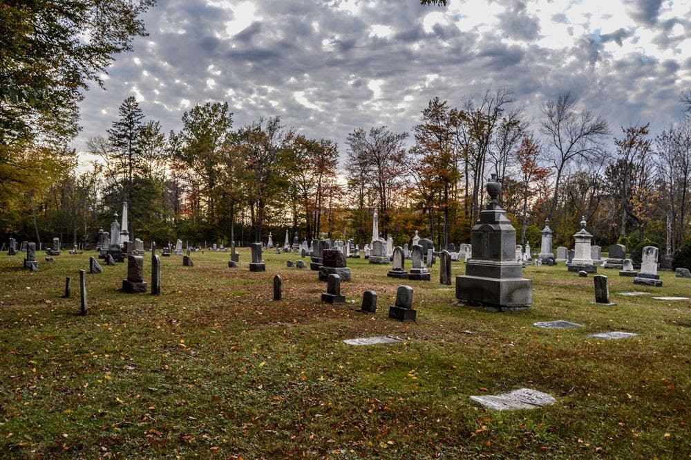 <p>Skinnersville Cemetery, located on Frontier Road near Lake LaSalle, contains the remains of those who have donated their bodies to help the university conduct anatomical studies.</p>