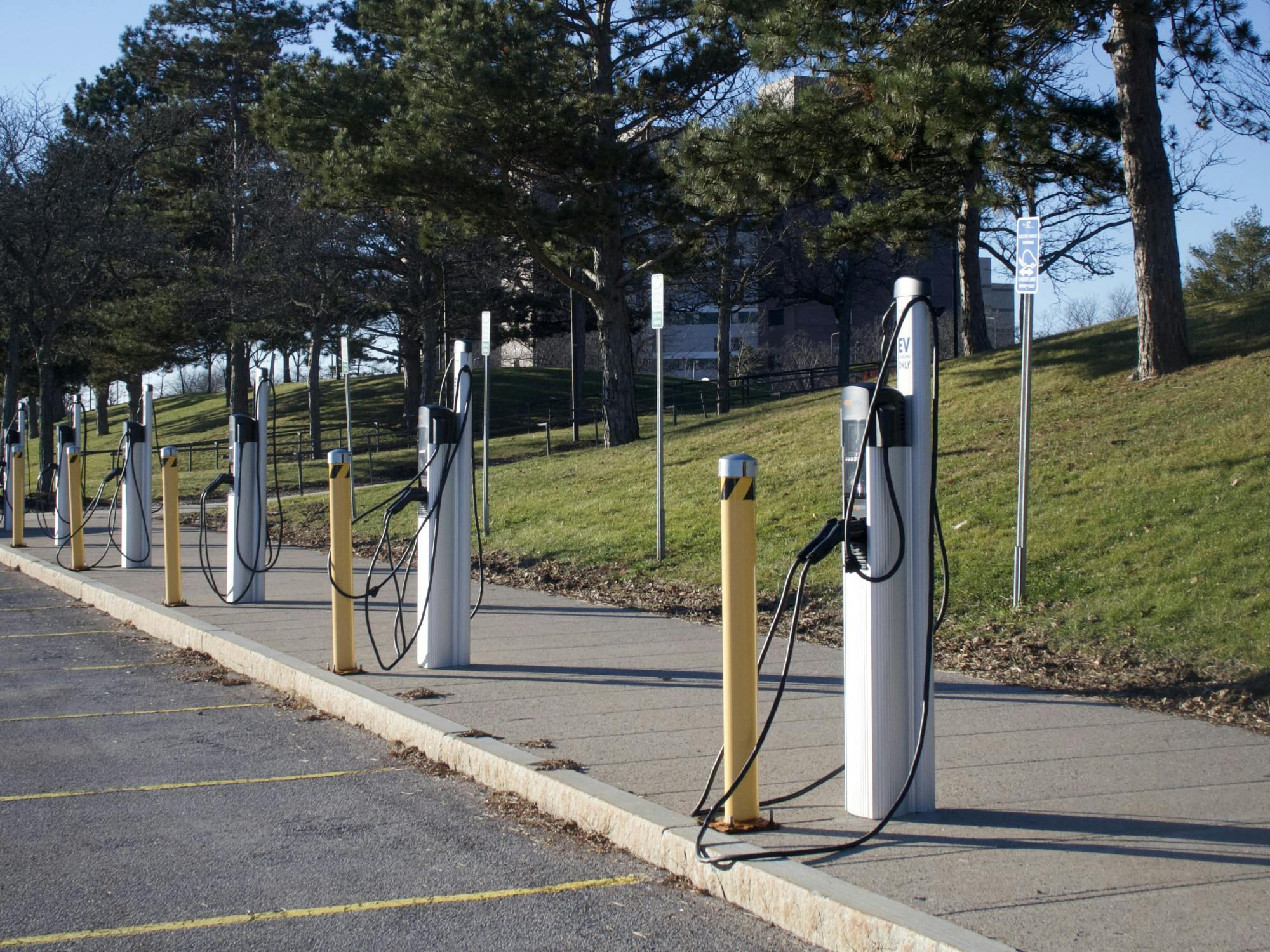 The EV charging station in Jacobs parking lot.