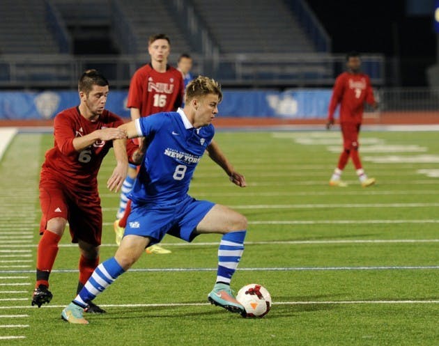 Sophomore midfielder Nicolai Berry and the men&rsquo;s soccer team fell 3-0 to West Virginia Saturday. The Bulls are currently fourth in the MAC. Four teams make the conference tournament. Yusong Shi, The Spectrum&nbsp;