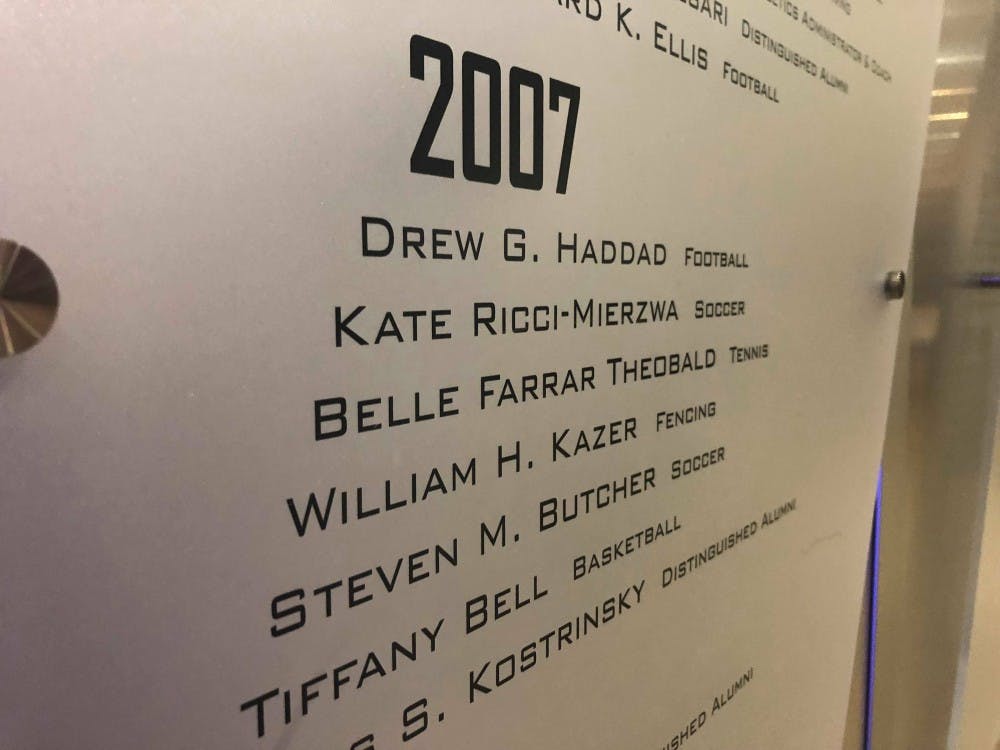 <p>Steven Butcher’s name on the UB Athletics Hall of Fame Wall. Butcher will have his sentencing trial on June 12, after pleading guilty to $45 million in insurance fraud.</p>