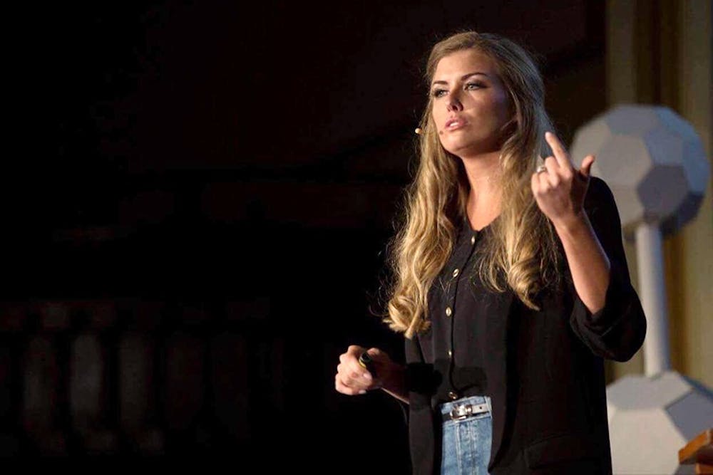 <p>Ayla Abiad spoke about her experiences as a Syrian-born person living in America during the seventh annual TEDx conference in Buffalo this past fall.</p>