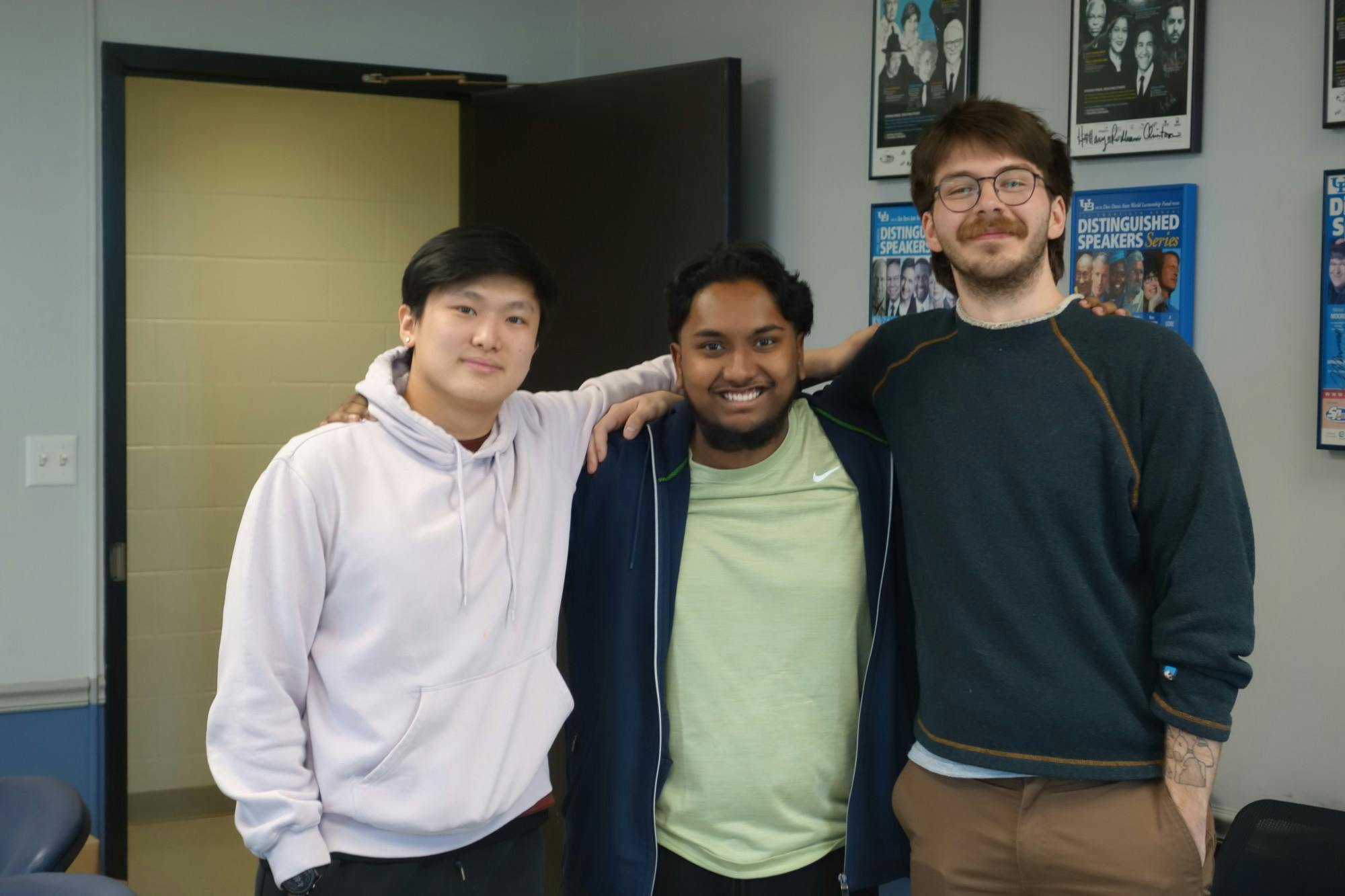 From left to right: Treasurer-elect Louis Poon, President-elect Samin Bhuya, Vice President-elect Killian Hannigan.&nbsp;