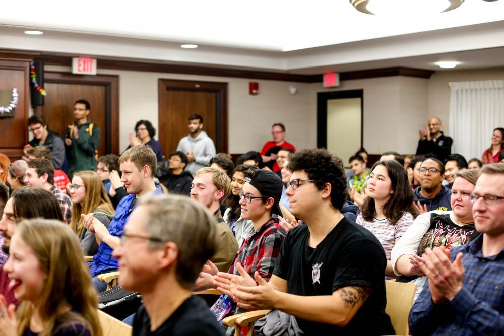 <p>Students and staff enjoyed the 7th annual Life Raft Debate, sponsored by UB's Honors College and Experiential Learning Network. The event is hypothetical, intellectual debate over whose department would prove the most helpful in rebuilding society after a nuclear attack.&nbsp;</p>