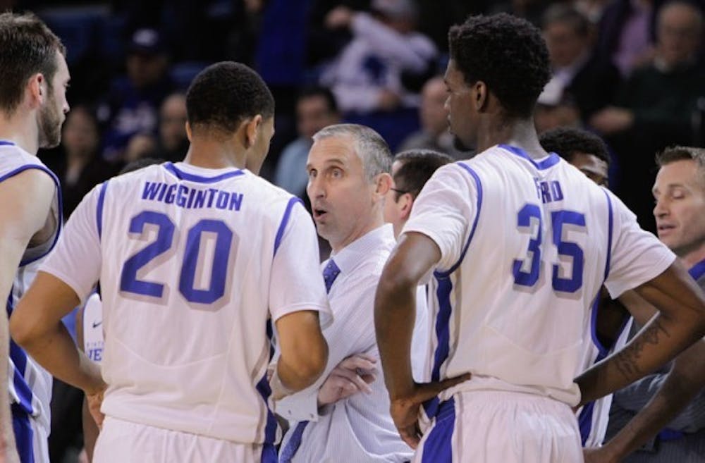 Head coach Bobby Hurley speaks with his players in Friday&rsquo;s 69-67 victory over South Dakota State.
Buffalo fell 71-52 against No. 1 Kentucky Sunday. Chad Cooper, The Spectrum
