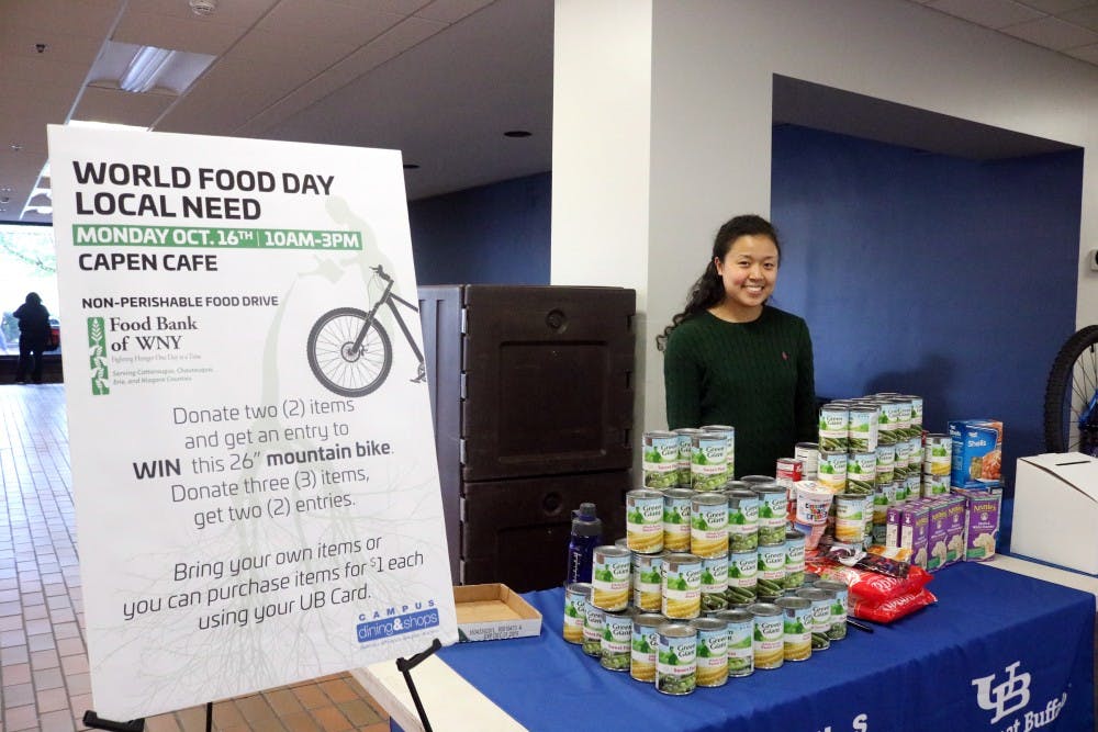 <p>On Monday, members of the UB community gathered next to Capen Cafe to raise awareness for national hunger and sustainability. There was a food drive that will benefit the University Presbyterian Church, which supports UB students and local communities around South Campus.</p>