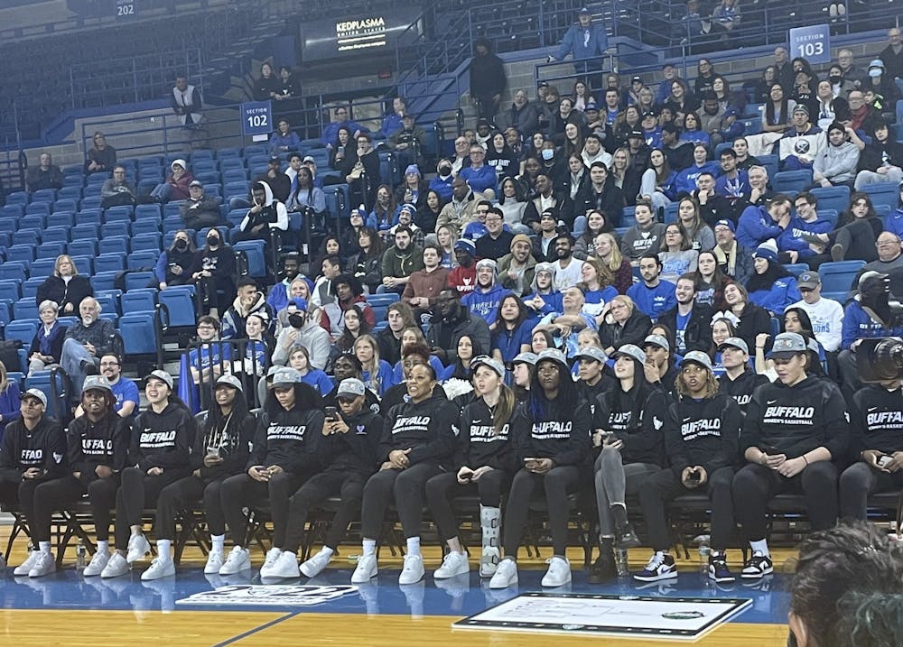 The women's basketball team gathers in Alumni Arena Sunday to react to the Selection Sunday results.