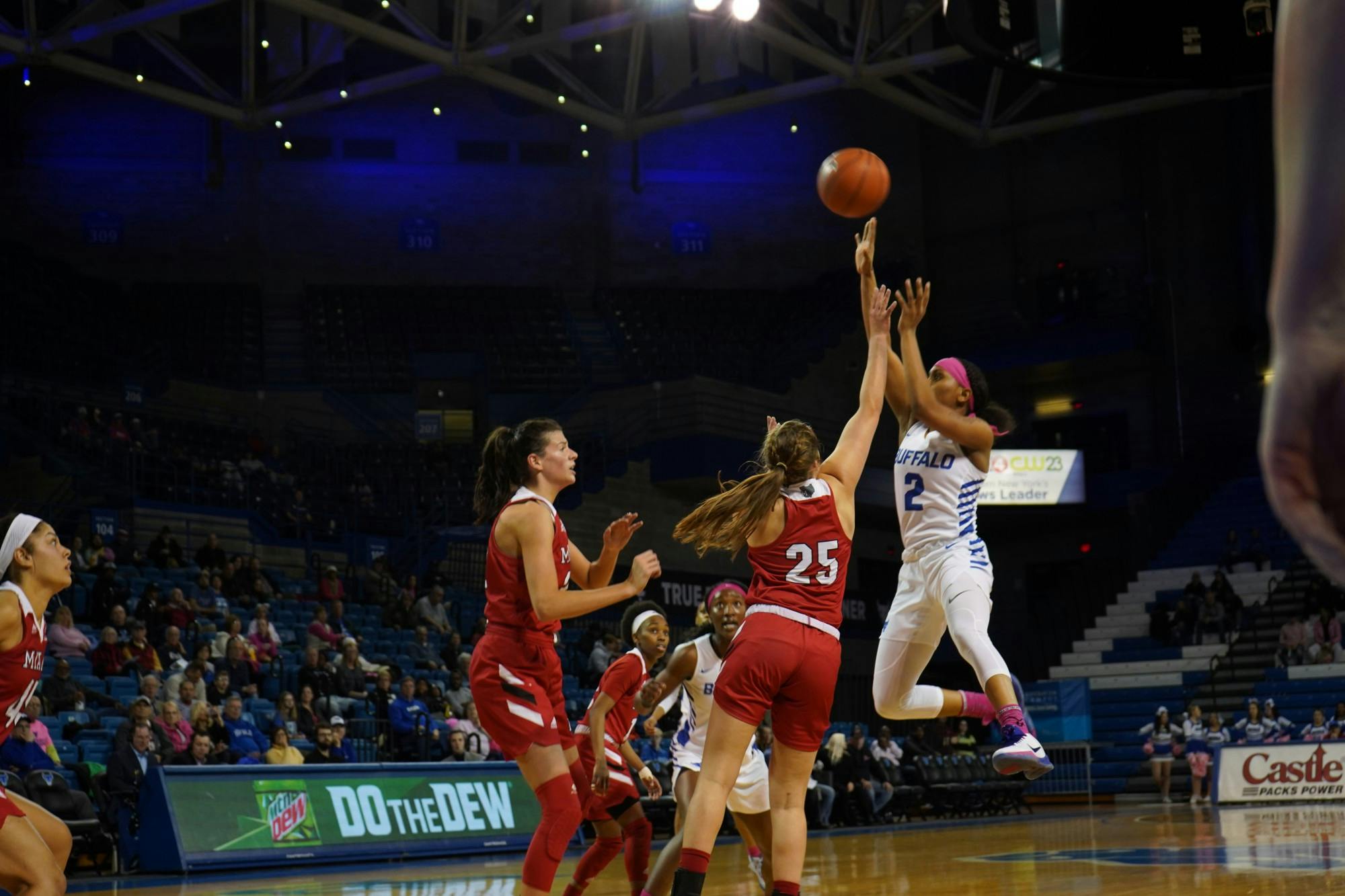 Freshman guard Dyaisha Fair goes in for a shot during the Bulls home game against the Miami RedHawks Wednesday night.