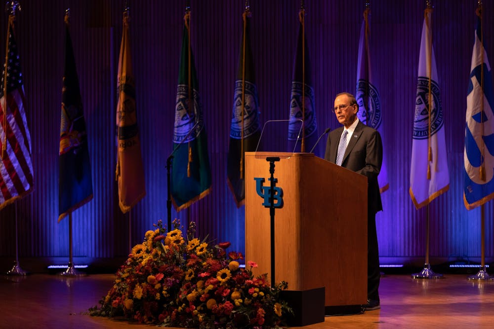 President Satish Tripathi gave his annual State of the University address on Friday at Alumni Arena.
