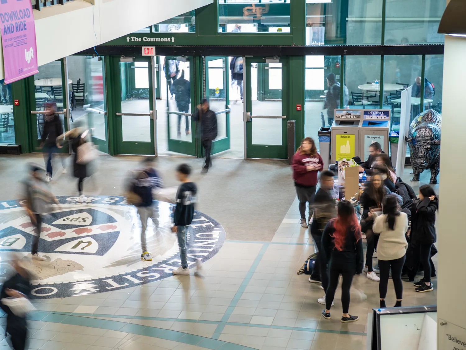 Students walking in the Student Union.