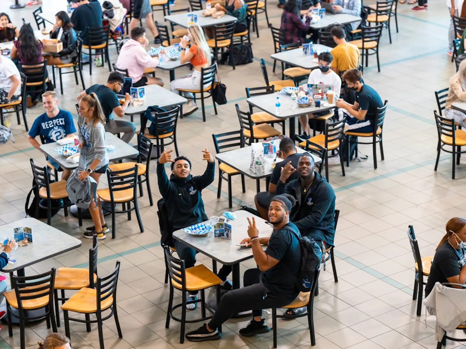 Students jostled for seating space and hurried to their classes during the first week of school.