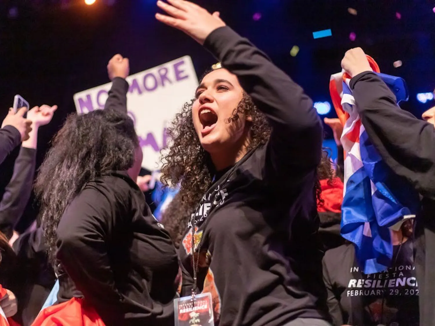 Members of the Latin American Student Association celebrate after winning International Fiesta in February 2020. 