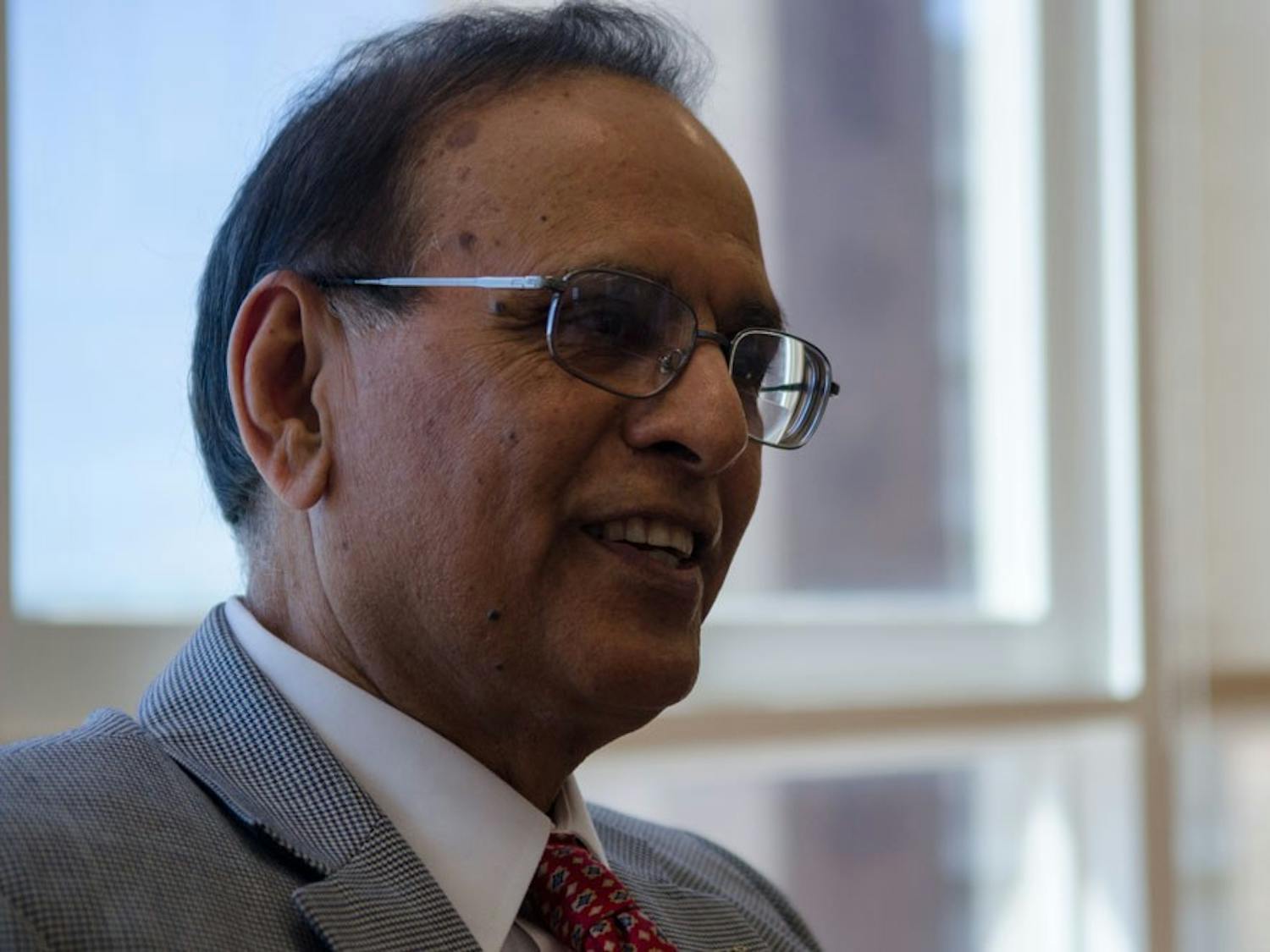 President Satish Tripathi spoke to The Spectrum in May. He sent a letter to The Spectrum Thursday night in response to the "White Only" and "Black Only" signs posted on campus last week.