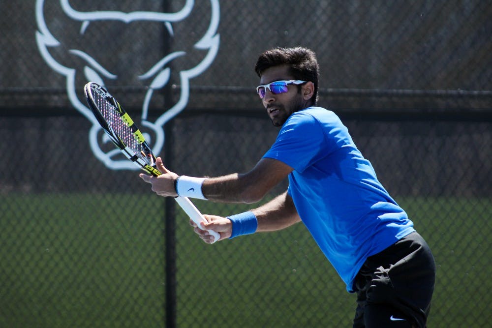 <p>Senior Vidit Vaghela’s doubles play will be key for the Bulls as the look to win their second straight MAC championship.</p>