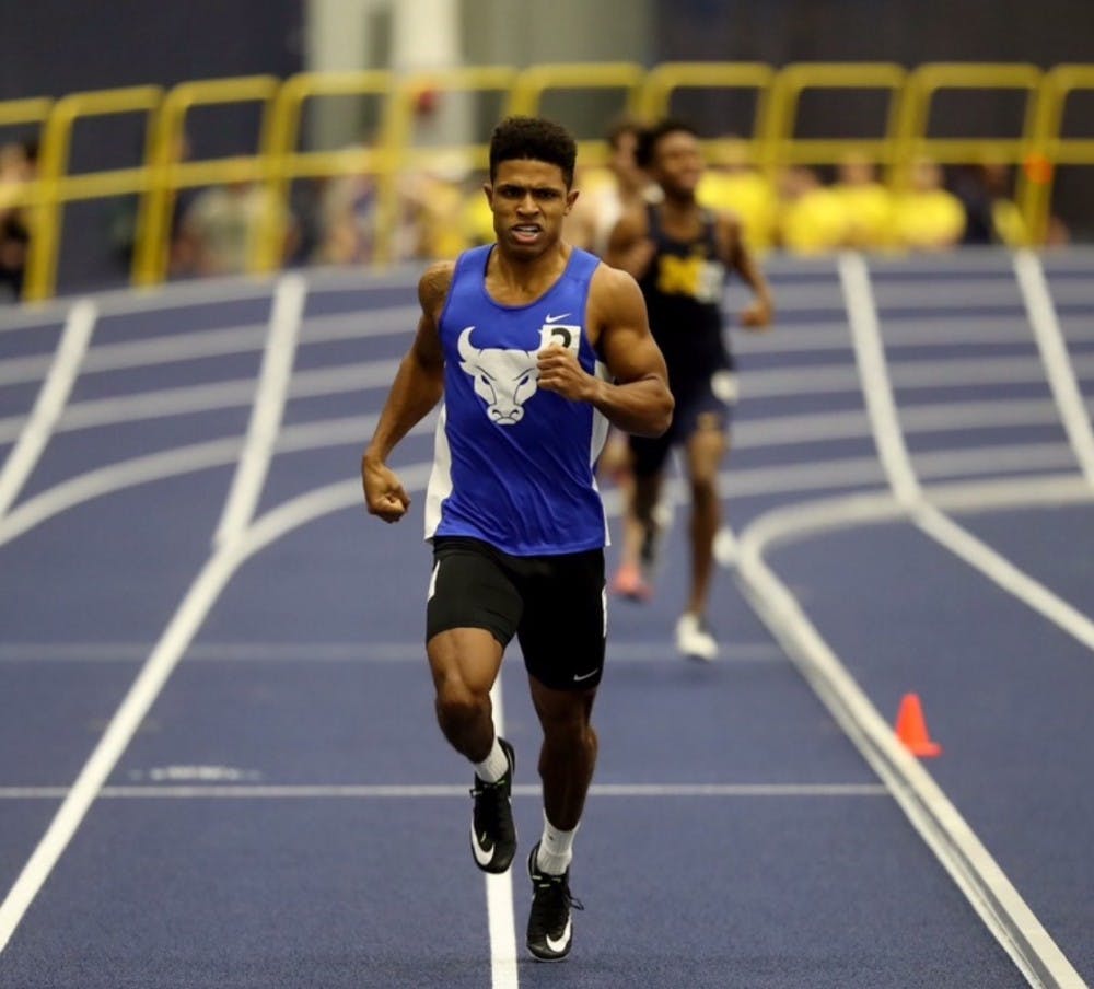 <p>Leon Atkins competes at the Wolverine Invite, hosted by the University of Michigan. Atkins broke the school record for the 600m event with a 1:18.86 time.</p>