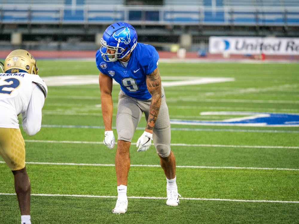 UB wide receiver Dominic Johnson was selected No. 32 overall by the Edinboro Eskimos in the 2021 CFL Draft.