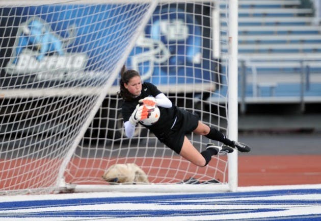 Sophomore goalkeeper Laura Dougall was instrumental in the women's soccer team's 1-0 shut out of Kent State on Sunday. 