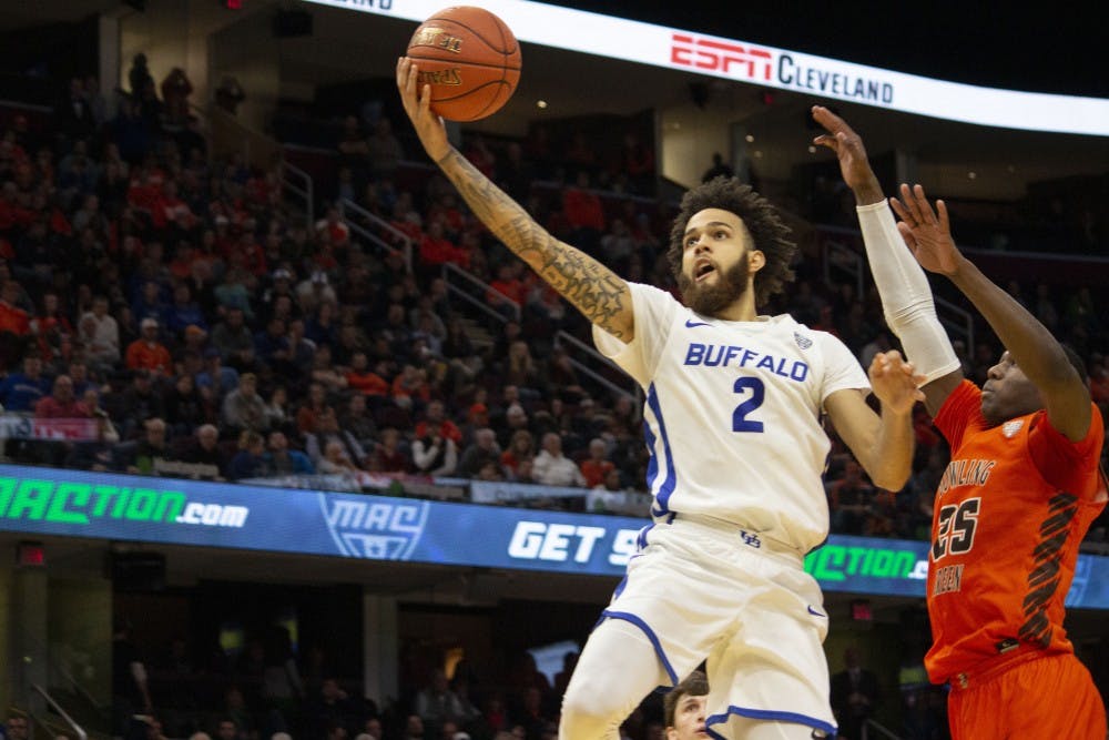 <p>Jeremy Harris lays it in during the MAC Championship in Cleveland, OH. Harris will participate in the Pro Basketball Combine on May 21-22.</p>