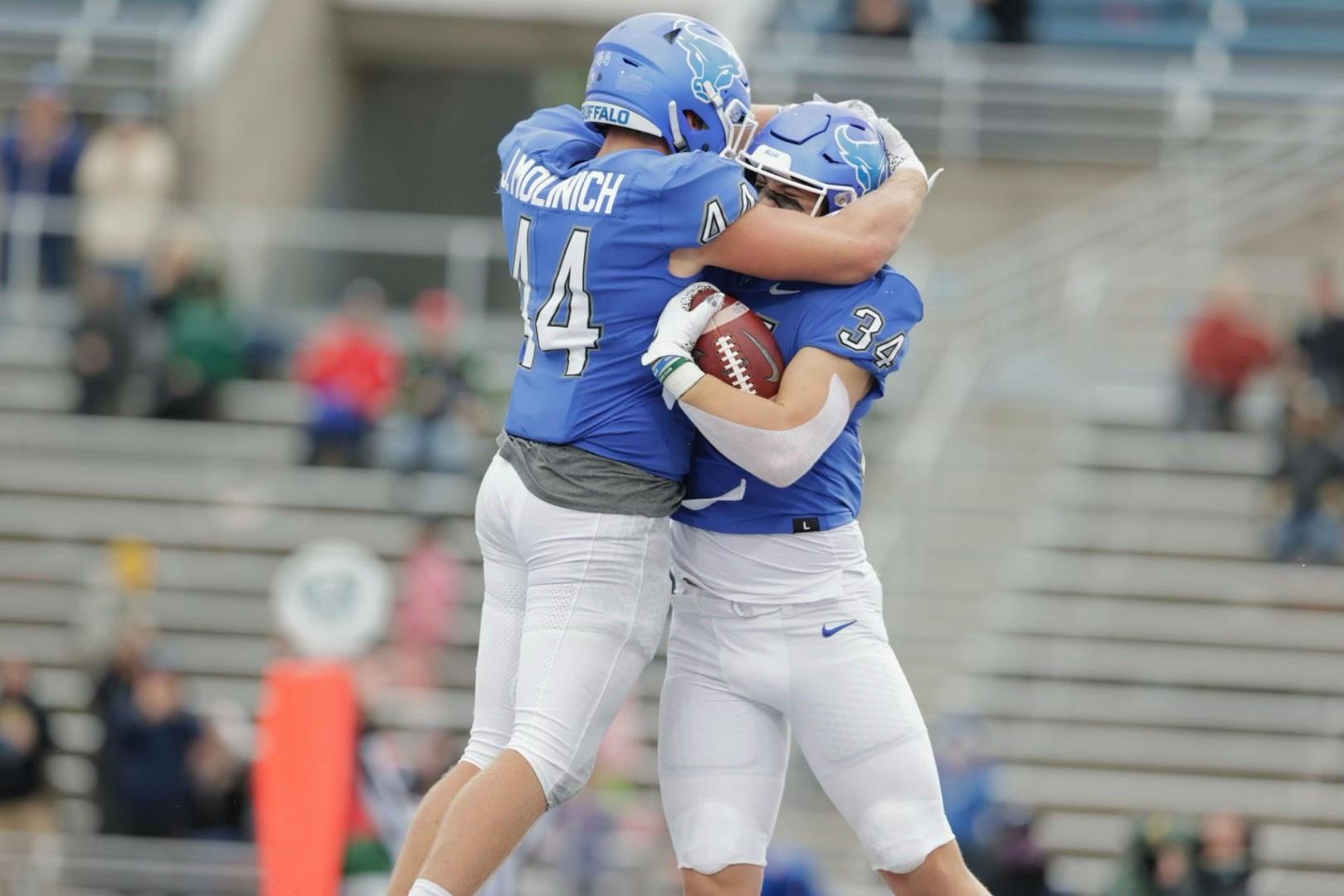 Bulls celebrate during the game against Ohio State at UB Stadium Saturday.