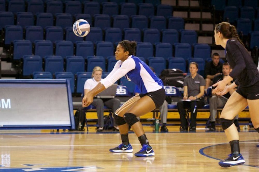 Junior outside hitter Tahleia Bishop is set to make a bump. She returned to action for the Bulls on
Saturday after missing three games. Spectrum File Photo