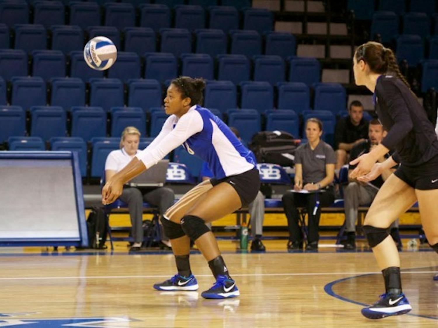 Junior outside hitter Tahleia Bishop is set to make a bump. She returned to action for the Bulls on
Saturday after missing three games. Spectrum File Photo