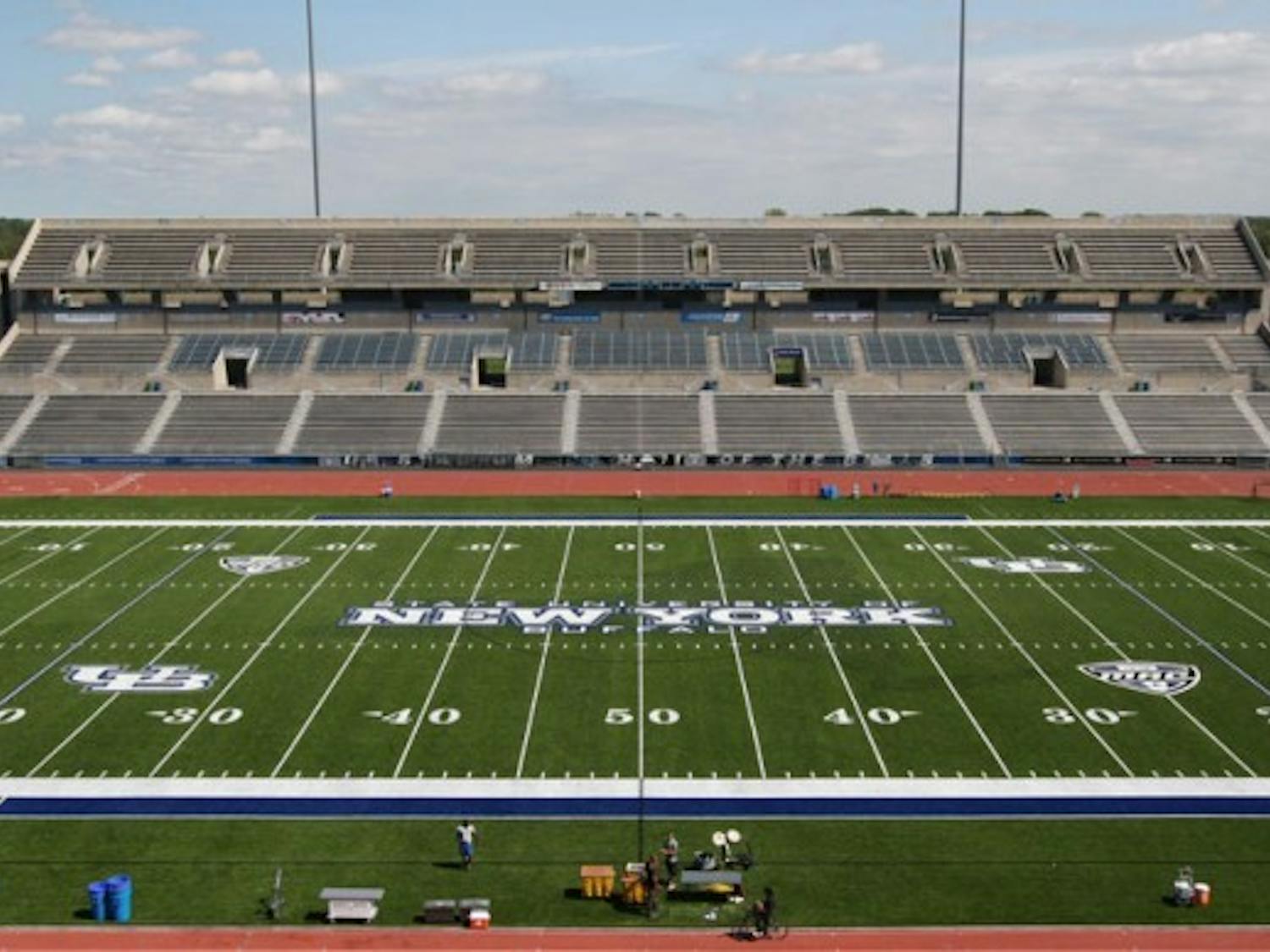 UB Athletics installed a new field turf this past summer at UB Stadium because of damage done to the old one. It will be seen on ESPN when the football team plays Baylor on Sept. 12. Chad Cooper, The Spectrum