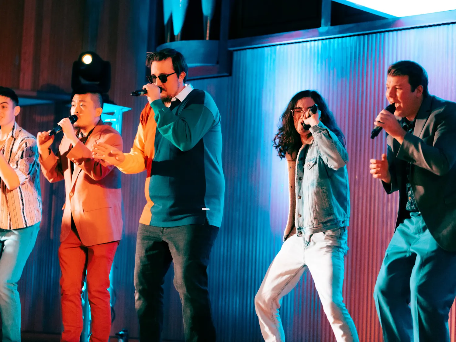 Members of The Buffalo Chips perform the group’s opening number at their “What the Funk” concert at Slee Hall.