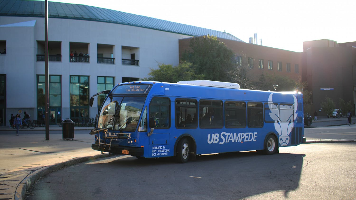 A UB Stampede bus struck a pedestrian near Greiner Hall on Wednesday, Sept. 14.
