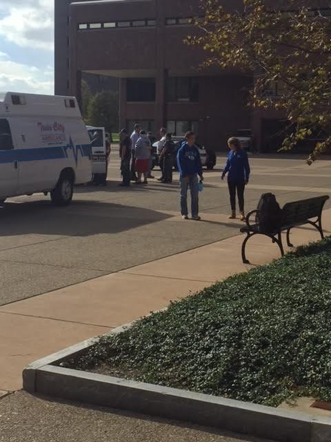 Paramedics arrive on North Campus Thursday afternoon after a student suffered a seizure. 