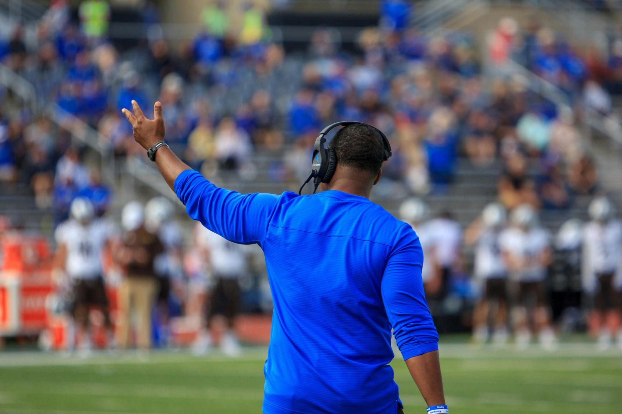 UB football head coach Maurice Linguist