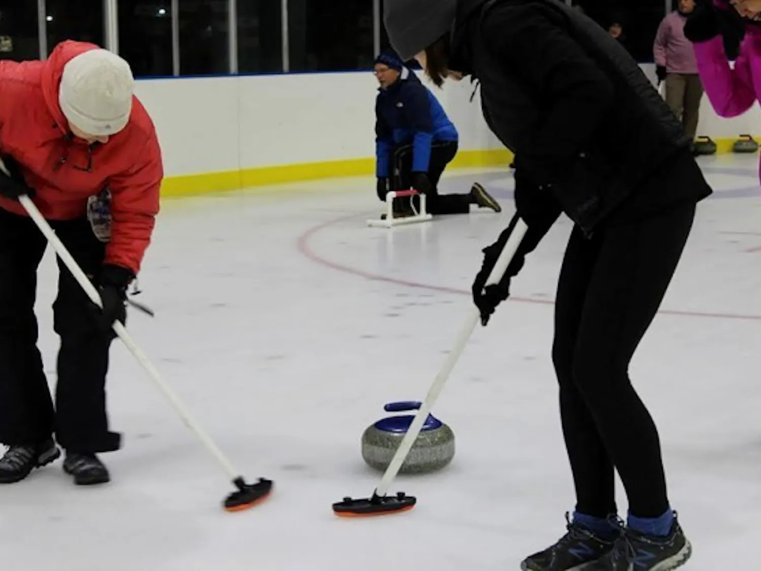 A UBThisWinter event provided students and faculty with a chance to try curling out with the Buffalo Curling Club at The Riverworks in downtown Buffalo. Courtesy of Matt Blum