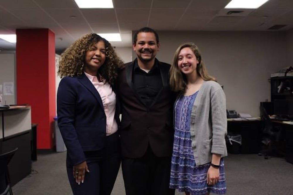 <p>Leslie Veloz (left), Jamersin Redfern (middle) and Janet Austin (right) were elected president, vice president and treasurer for the 2017-18 SA executive board.</p>