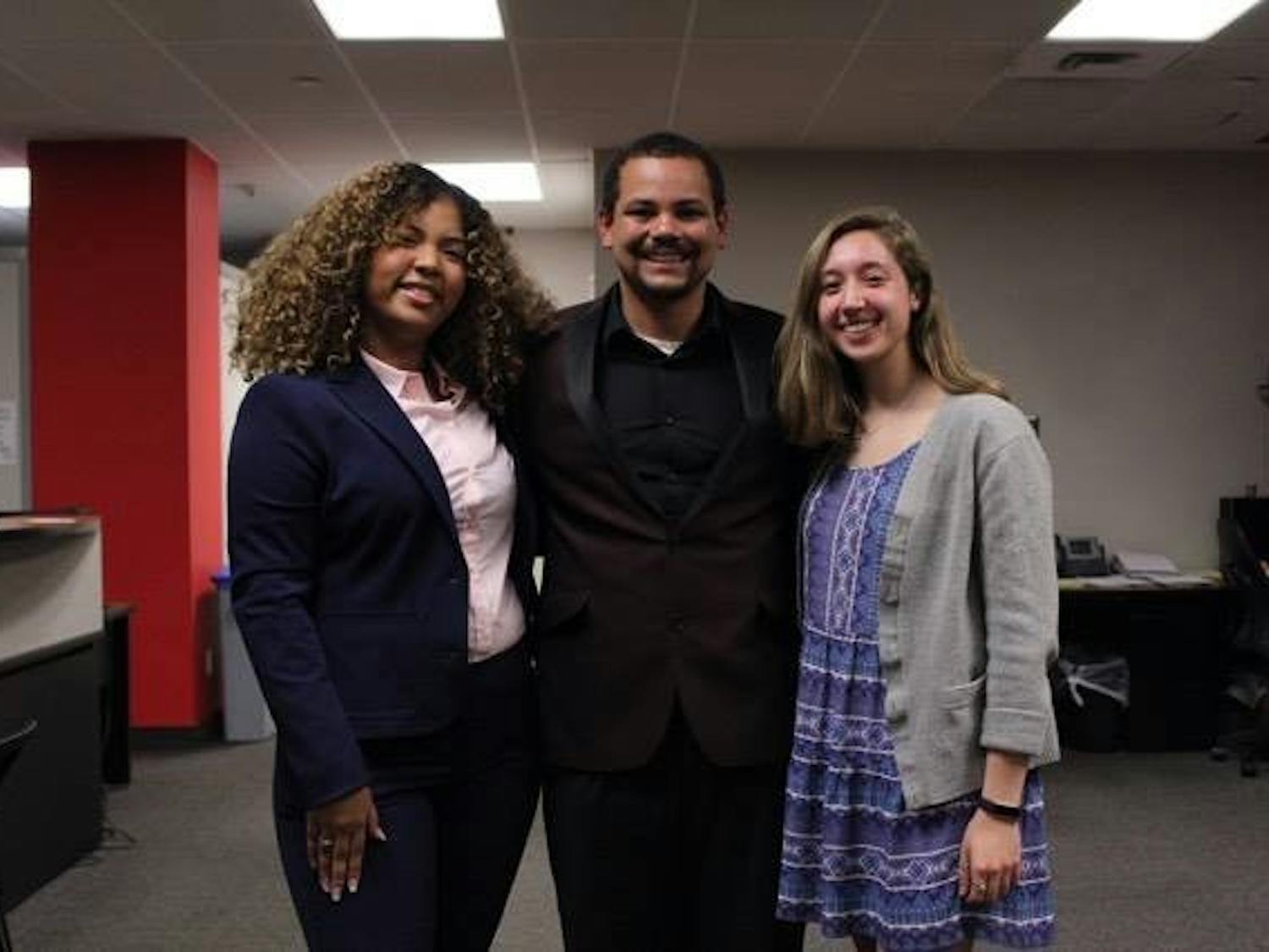 Leslie Veloz (left), Jamersin Redfern (middle) and Janet Austin (right) were elected president, vice president and treasurer for the 2017-18 SA executive board.